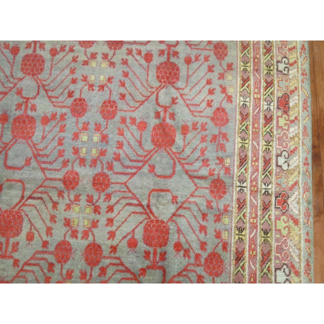 Gray Early 20th Century Pomegranate Antique Khotan Rug - 5'11" x 9' For Sale - Image 8 of 9