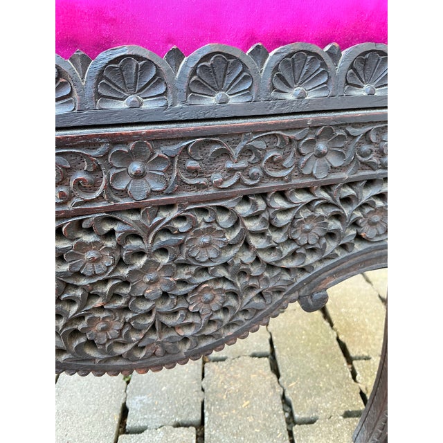 Antique Anglo-Indian Carved Teak Side Chair For Sale - Image 9 of 12