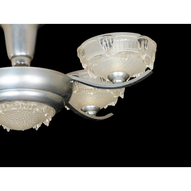 20th Century Art Deco Frosted Glass Chandelier For Sale - Image 4 of 6