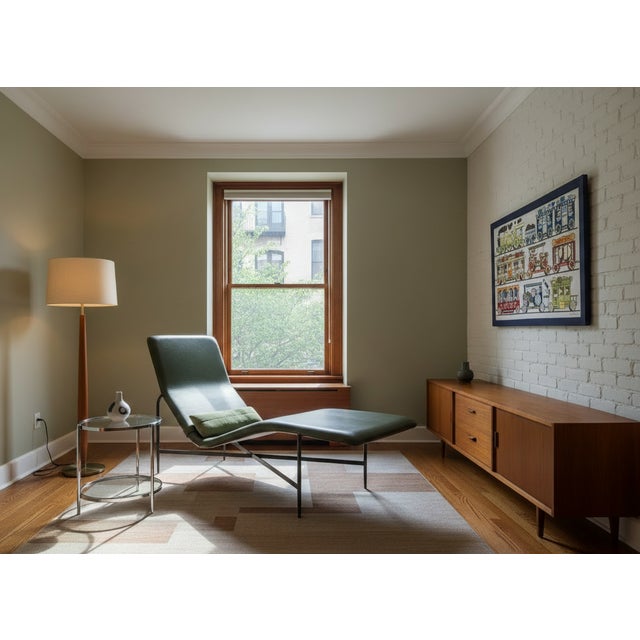Army Green Blu Dot “Deep Thoughts” Leather Chaise Lounge in Loden Green For Sale - Image 8 of 8