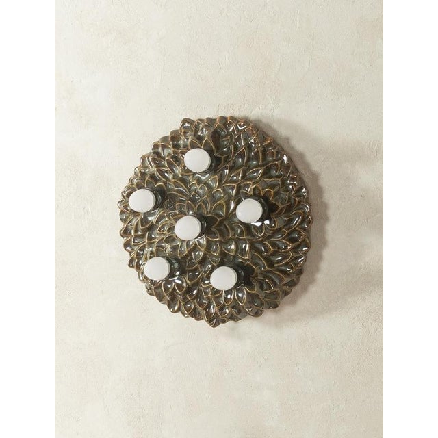 Vintage Ceramic Wall Lamp with Floral Ornamentation, 1970s For Sale - Image 4 of 8