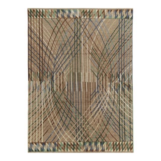 Rug & Kilim’s Swedish Deco Style Rug in Beige-Brown With Multicolor Geometry For Sale