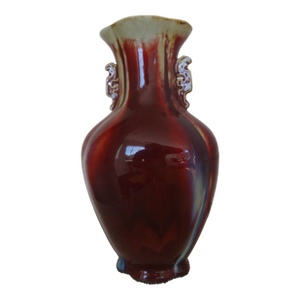 Vintage Chinese Sang De Bueof and Flamed Glaze Vase