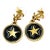 Chanel Vintage Gold Plated CC Star Round Black Coin Dangle Piercing Earrings, A Pair For Sale