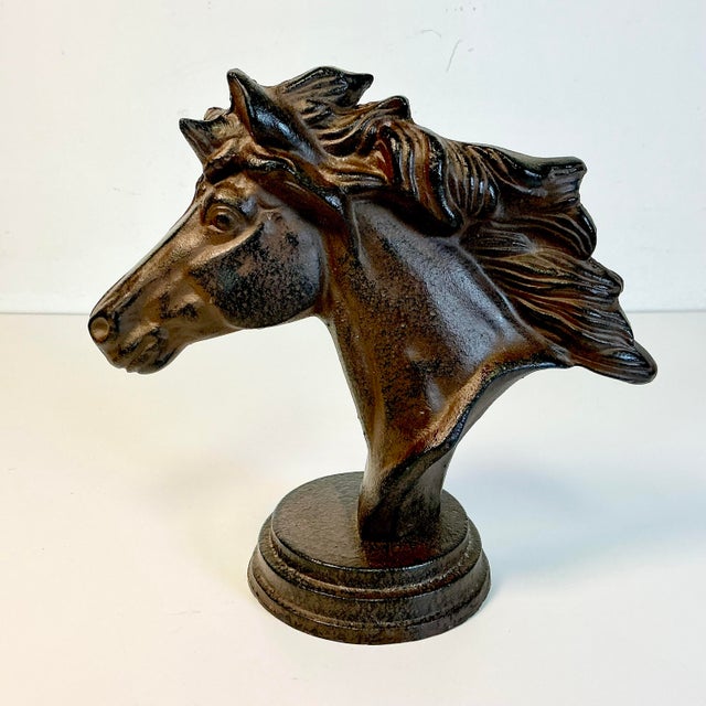 This cast iron Horse Bust Sculpture is stunning. The horse face and mane is highly detailed and stunning in its shape and...
