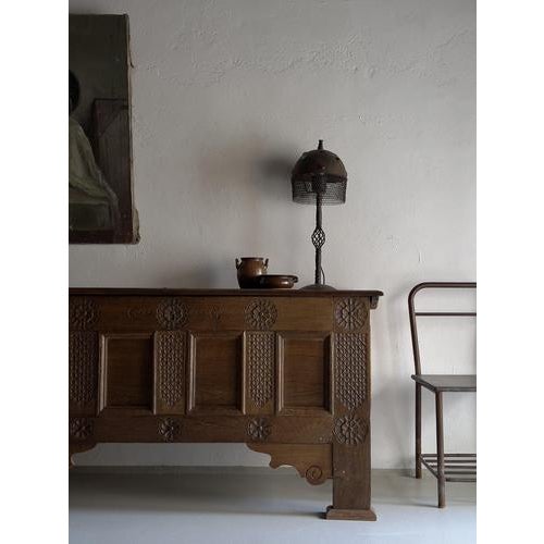 Black Brutalist Iron Chain Table Lamp, 1970s For Sale - Image 8 of 9