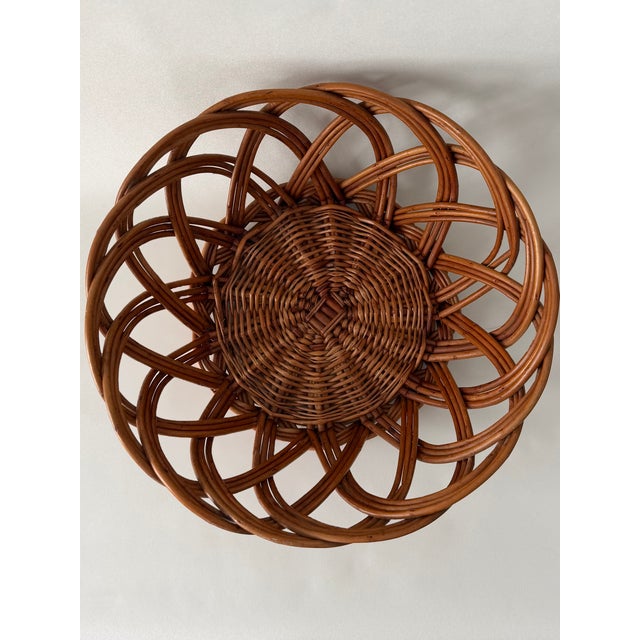 Wood Vintage Sculptural Rattan Basket | Open Weave For Sale - Image 7 of 7