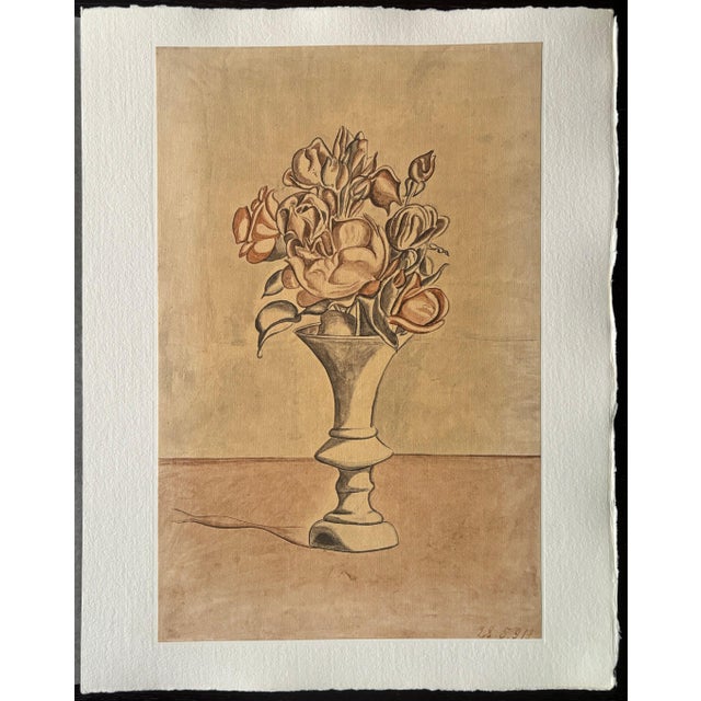 Giorgio Morandi (1890-1964) "Fiori" (Flowers) Colour Photo-lithograph on thick cotton handmade paper Dated in the plate...