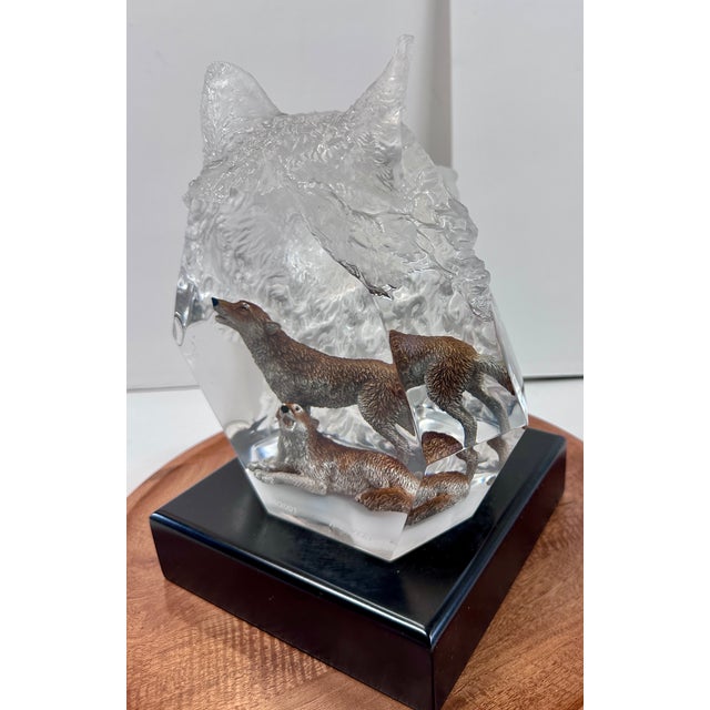 Kitty Cantrell “Devotion” Limited Edition Lucite & Pewter Wolf Sculpture With Lighted Base For Sale - Image 13 of 17