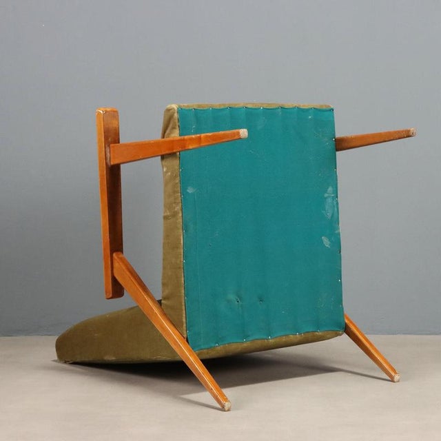 Green Vintage Lounge Chair in Beech, 1960s For Sale - Image 8 of 9