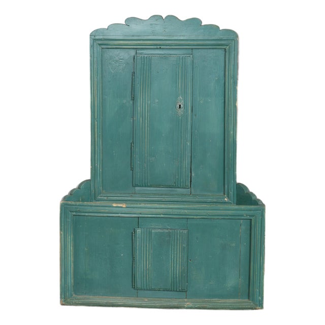 Late 19th Century Swedish Original Painted Hanging Corner Cabinet For Sale