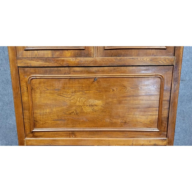 Wood Louis Philippe Ash and Elm Secretary with Hidden Compartment, 1830s For Sale - Image 7 of 9