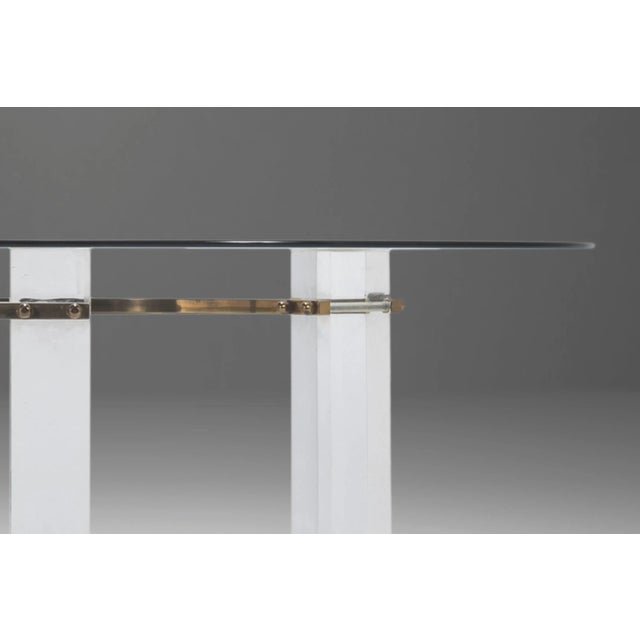 1970s Hollywood Regency Lucite & Brass Coffee Table on Casters by Charles Hollis Jones, USA, circa 1970's For Sale - Image 5 of 13