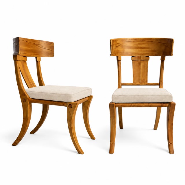 Mid-Century Modern Teak Klismos Patio Dining Chairs. - Set of 8 For Sale - Image 3 of 4