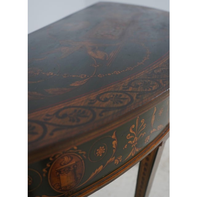 Brown Adams Paint Decorated Vintage Console Hall Table For Sale - Image 8 of 14