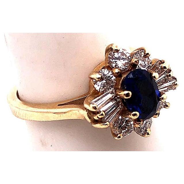 Gold 14 Karat Yellow Gold Sapphire Solitaire Ring With Diamond Accents For Sale - Image 8 of 11