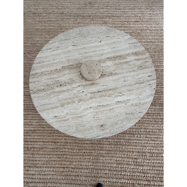 Stone Round Travertine Coffee Table, 1970s For Sale - Image 7 of 11