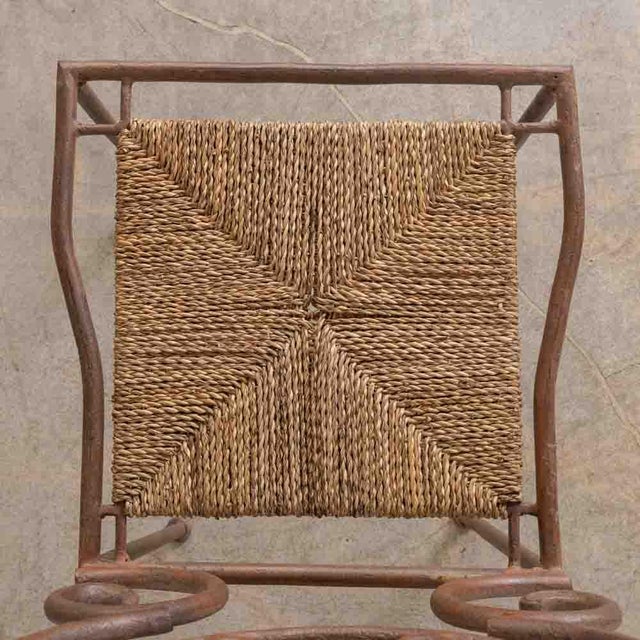Mid 20th Century French Neoclassical Iron and Woven Accent Chair For Sale - Image 9 of 11