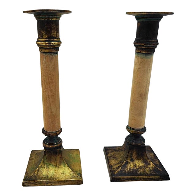 Brass Candlesticks, 1920s, Set of 2 For Sale