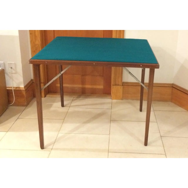 Vintage Mid-Century Modern Wood Lightweight Foldable Poker/Game Table For Sale In Boston - Image 6 of 13