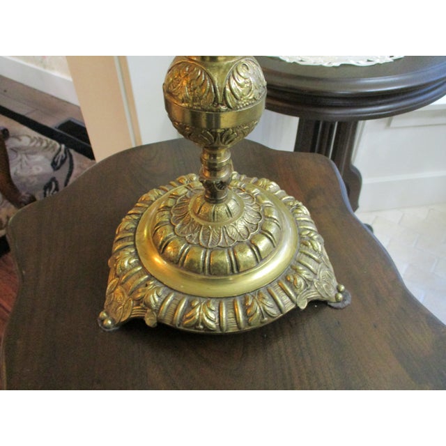 Metal 1930s Huge Heave Antique Fancy Brass Art Nouveau Lamp Crystal Prisms , Crystal Chain 6 Lights Adorned With Angel Wings For Sale - Image 7 of 13