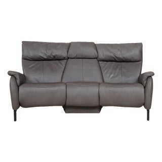 Trapez 3-Seater Sofa in Grey Leather from Himolla For Sale