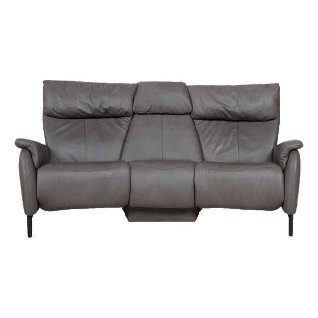 Trapez 3-Seater Sofa in Grey Leather from Himolla For Sale