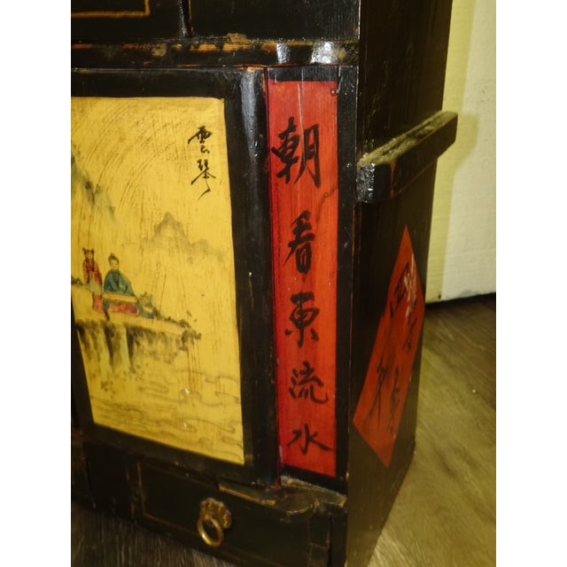 Antique Small Mongolian Chest With Drawers Oriental Asian Style Signed For Sale - Image 9 of 14