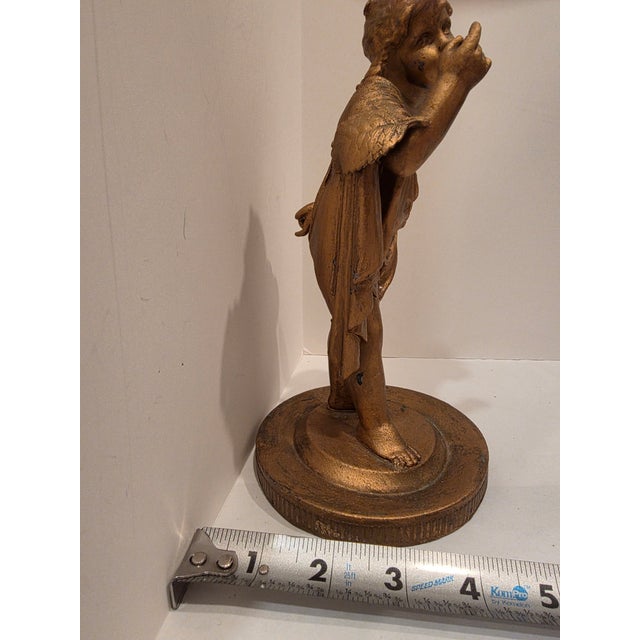 Antique Giltmetal Statue of a Little Girl Wearing a Heart Pendant Necklace For Sale - Image 15 of 15