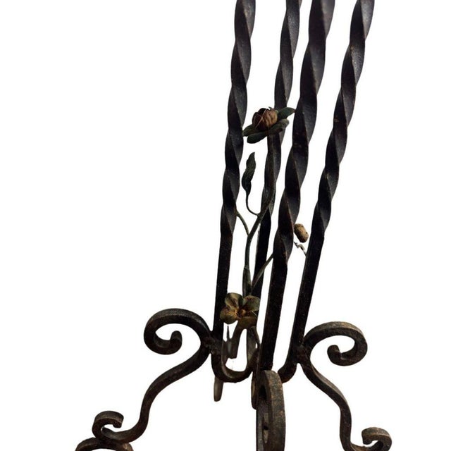 Antique Wrought Iron Plant Stands With Pot - Set of 2 For Sale - Image 10 of 12