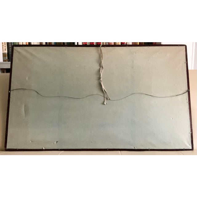 1970s Embroidered Dark Pink Magnolia in the Glass Frame For Sale - Image 4 of 4