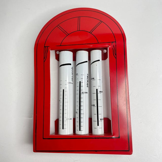 Industrial Red Tin Coin Change Sorter Wall Decor For Sale - Image 3 of 9