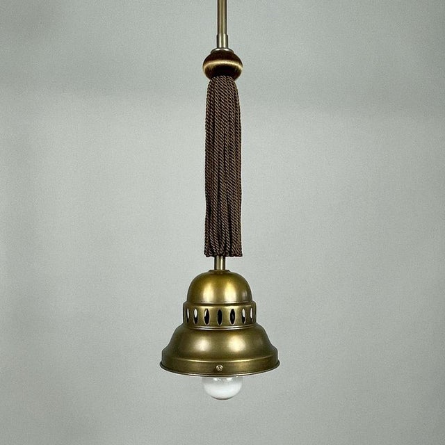 Art Deco Marbled Opaline Glass and Brass Pendant, Germany, 1930s For Sale - Image 9 of 18