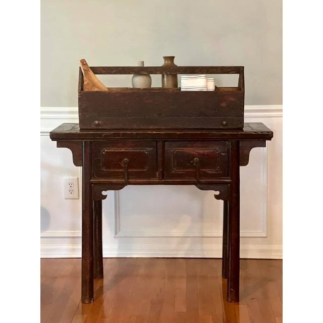 Antique Handcrafted Pine Tool Carrier or All-Purpose Caddy With Drawer For Sale - Image 11 of 12