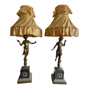 Antique Art Noveau Figural Table Lamps - a Pair