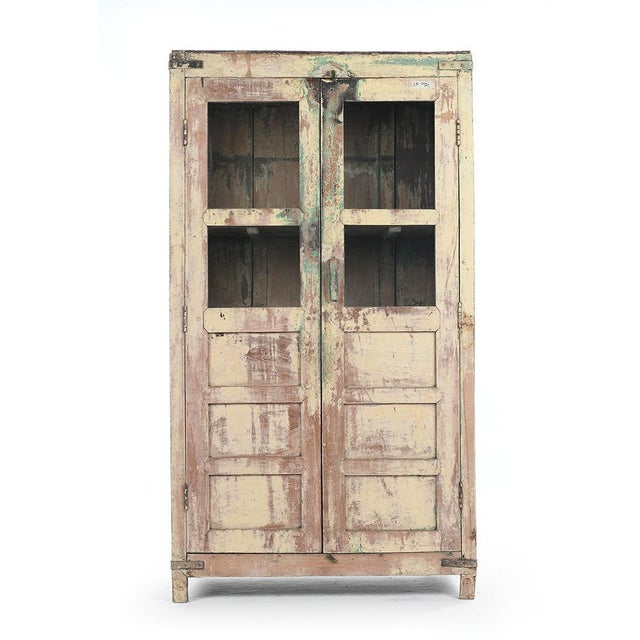 Glass Wardrobe in Patinated Wood For Sale - Image 5 of 5