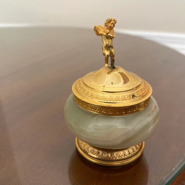 Early 20th Century Antique Italian Salt Cellar With Brass Rim & Base For Sale - Image 5 of 7