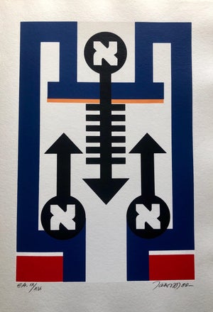 Jozsef Jakovits, Hungarian Surrealism Pop Art Hebrew Silkscreen Judaica Print Jewish Serigraph, 1988
