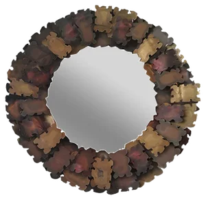 Brutalist Brass and Copper Wall Mirror, 1960s