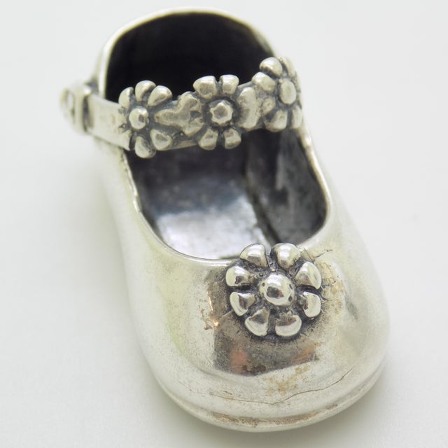Vintage Italian Handmade Genuine Sterling Silver 925 Child Shoe Miniature Figurine For Sale - Image 4 of 12