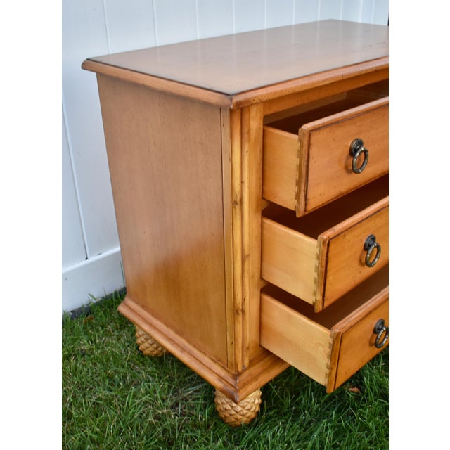 Lexington Wood Chest 3 Drawer Tommy Bahama Bachelors Dresser Pineapple Feet For Sale - Image 11 of 14