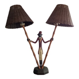 Vintage Regency Coastal 2 Arm Monkey Bellhop Table Lamp For Sale