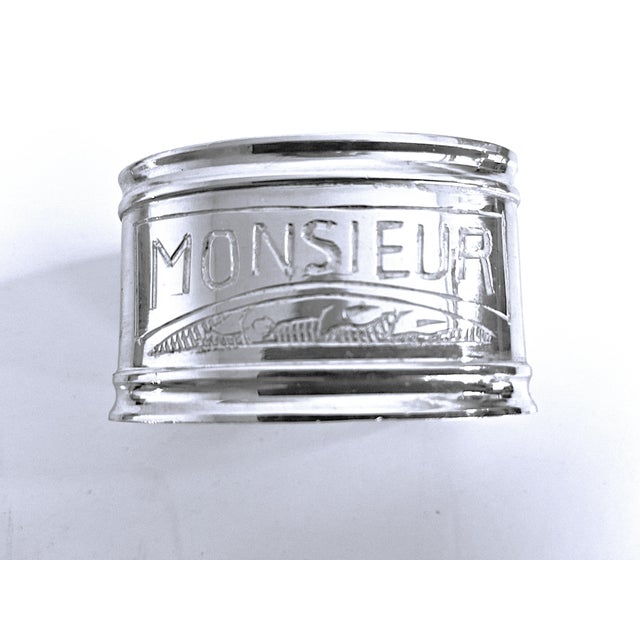 Vintage Madame & Monsieur 2" French Napkin Rings Silver Plated - a Pair For Sale - Image 4 of 5