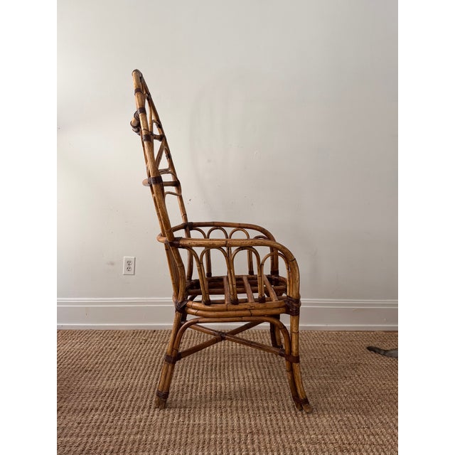 1970s Philippine Peacock Fan-Back Rattan Chair — Vintage Bohemian Statement Chair For Sale - Image 4 of 6