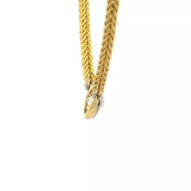 Diamond Solitaire Pendant GIA Gold Necklace 3.03ct E SI1 18k Yellow Spiga Chain For Sale - Image 10 of 10