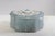 Beautiful pale robin's egg blue and cream scalloped box with brass hinged lid. This handcrafted stone box has an Italian...