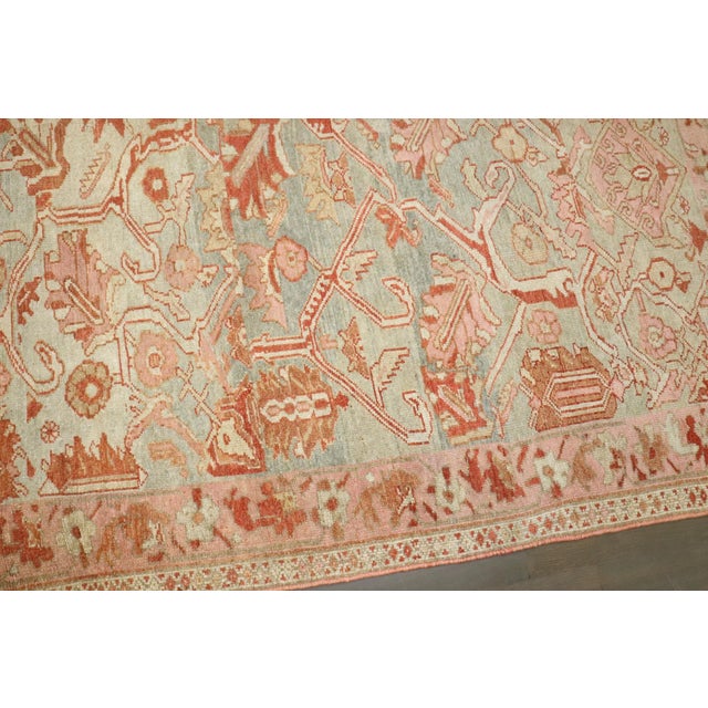 Textile Green Pink Feminine Persian Malayer Rug For Sale - Image 7 of 8