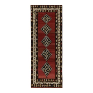 Vintage Shahsavan Persian Kilim in Red With Blue Medallions - by Rug & Kilim For Sale