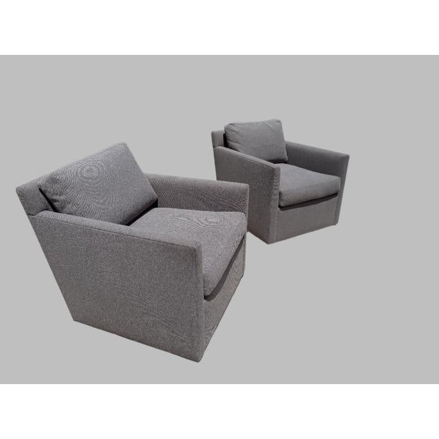 Wood Restoration Hardware Oliver Track Arm Swivel Chairs in Graphite Luxe Depth – Set of 2 For Sale - Image 7 of 12