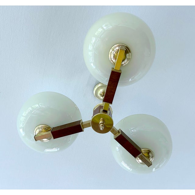 Large Art Deco Pendant Light in Wood and Glass, 1930s For Sale - Image 11 of 18